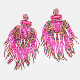Indie Beads Dangly Earrings - PINK