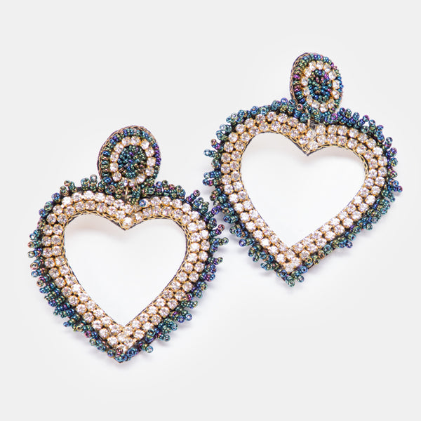 Indie Beads Heart Earrings - GREEN